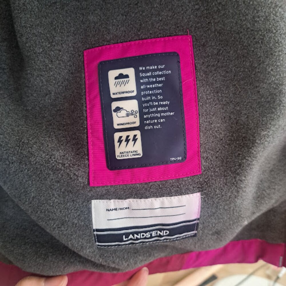 LANDS' END GIRLS PINK LARGE COAT GREAT USED CONDITION VERY WARM - Picture 5 of 5